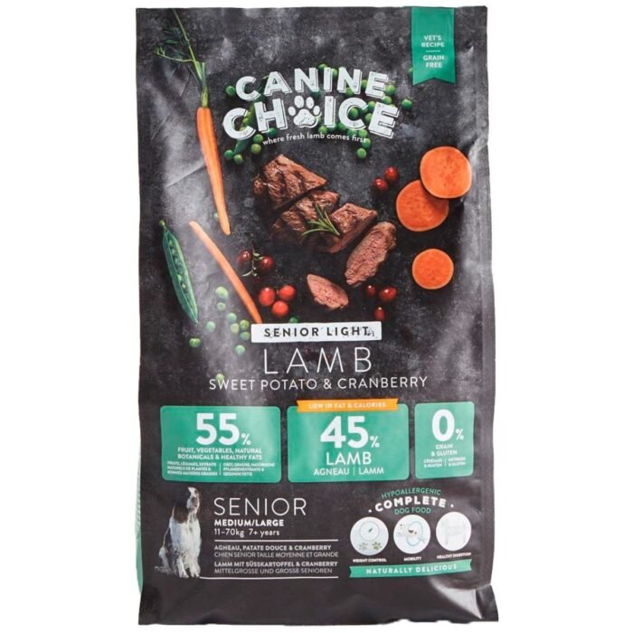 Canine Choice Senior Light Medium & Large is a complete grain-free dry food for older dogs (from 7 years of age) of medium and large-sized breeds (over 11 kg).